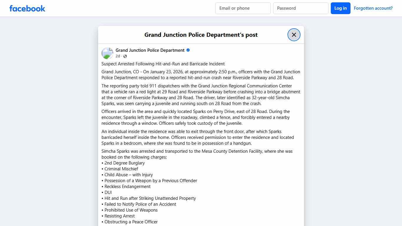 Suspect Arrested... - Grand Junction Police Department Facebook