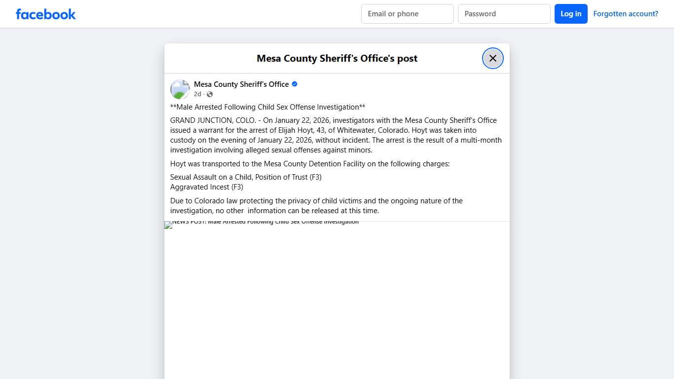 **Male Arrested Following... - Mesa County Sheriff's Office Facebook